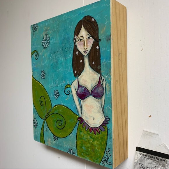 ALLISON WEEKS THOMAS “SALTY & SWEET” MERMAID ORIGINAL MIXED MEDIA PAINTING! OOAK - Picture 3 of 6